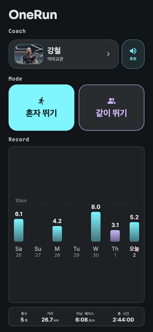 원런 홈 화면